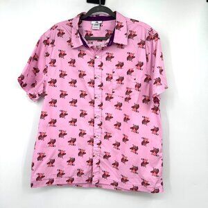 New Disney Parks Pixar Inside Out Bing Bong Pink Button Down Hawaiian Camp Shirt
